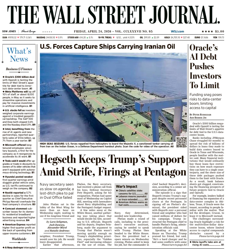 Oracle’s AI Debt Pushes Investors To Limit | The Wall Street Journal -- Fri., April 24, 2026