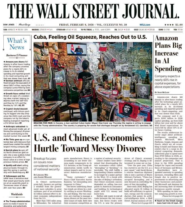 Amazon Plans Big Increase In AI Spending | The Wall Street Journal -- Fri., February 06, 2026
