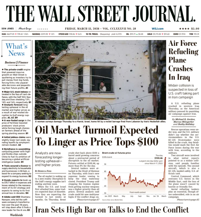 Air Force Refueling Plane Crashes In Iraq | The Wall Street Journal -- Fri., March 13, 2026