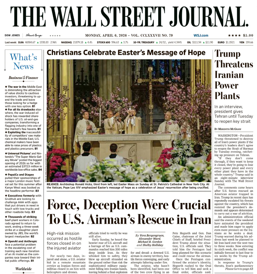 Trump Threatens Iranian Power Plants | The Wall Street Journal -- Mon., April 06, 2026