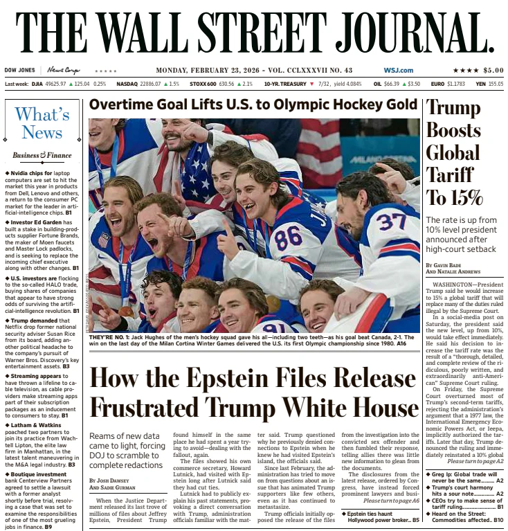 Trump Boosts Global Tariff To 15% | The Wall Street Journal -- Mon., February 23, 2026