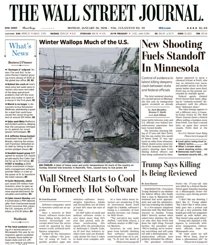 New Shooting Fuels Standoff In Minnesota | The Wall Street Journal -- Mon., January 26, 2026