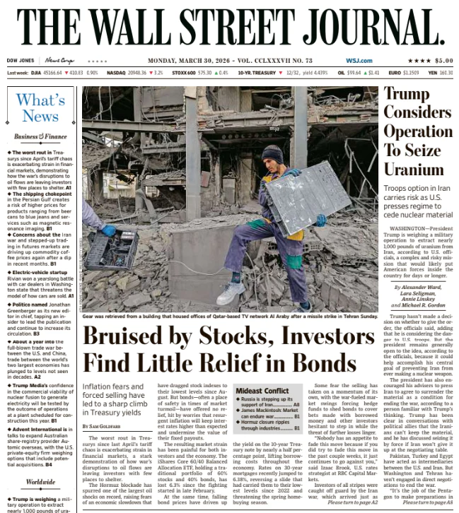 Trump Considers Operation To Seize Uranium | The Wall Street Journal -- Mon., March 30, 2026