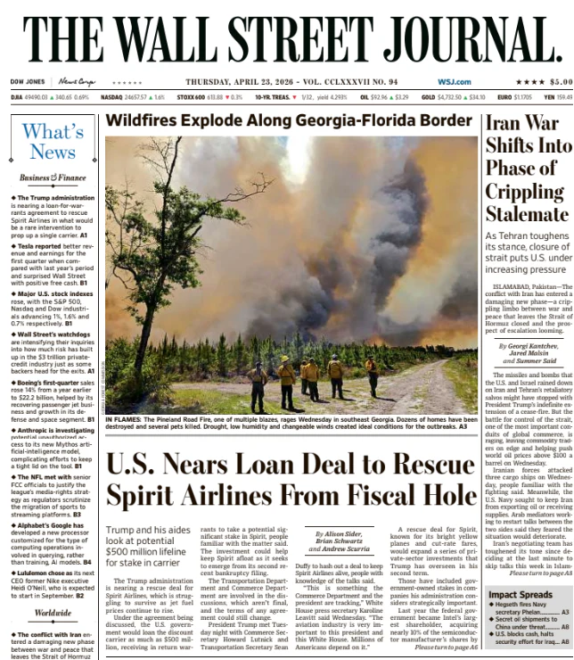Iran War Shifts Into Phase of Crippling Stalemate | The Wall Street Journal -- Thu., April 23, 2026