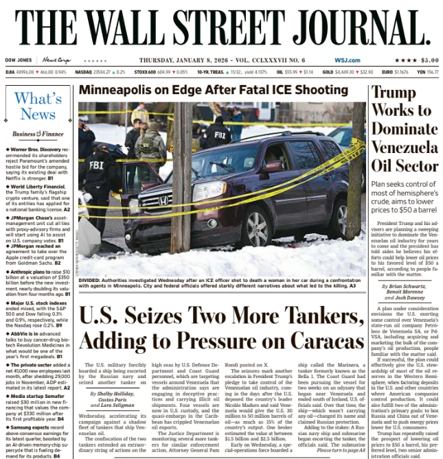 Trump Works to Dominate Venezuela Oil Sector | The Wall Street Journal -- Thu., January 08, 2026