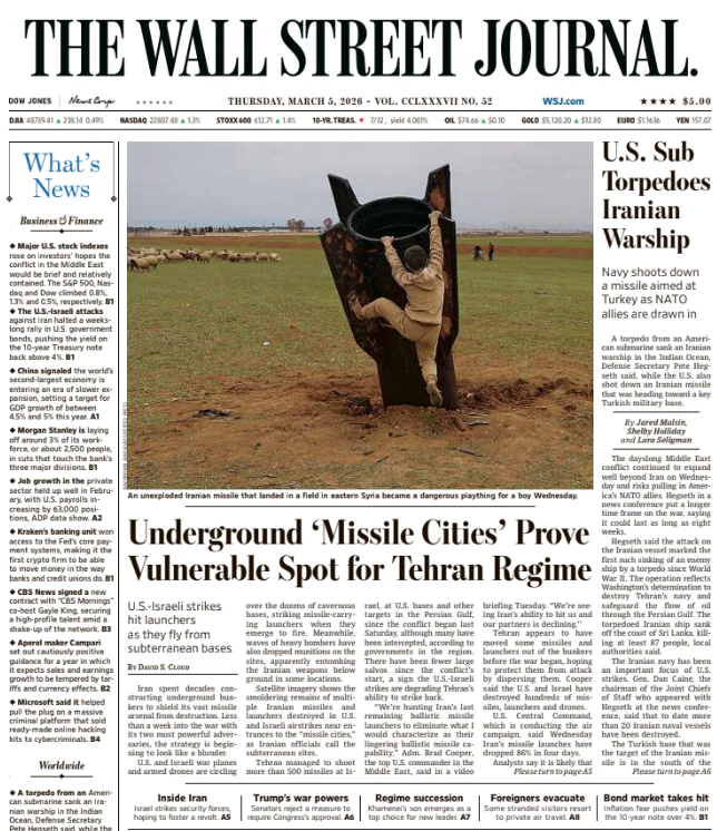 U.S. Sub Torpedoes Iranian Warship | The Wall Street Journal -- Thu., March 05, 2026