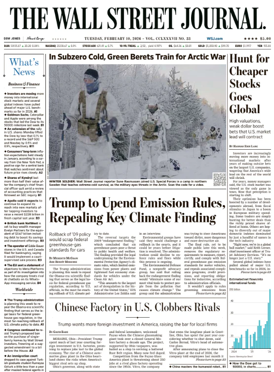 Hunt for Cheaper Stocks Goes Global | The Wall Street Journal -- Tue., February 10, 2026