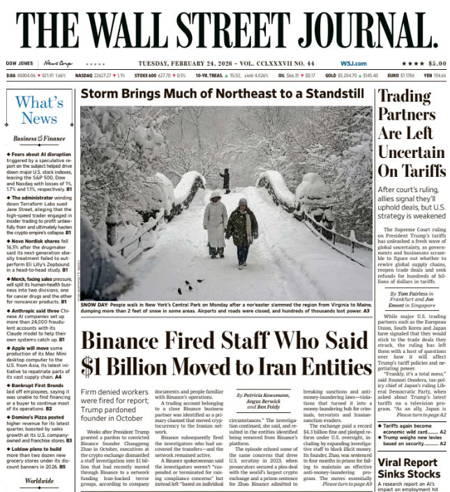 Trading Partners Are Left Uncertain On Tariffs | The Wall Street Journal -- Tue., February 24, 2026