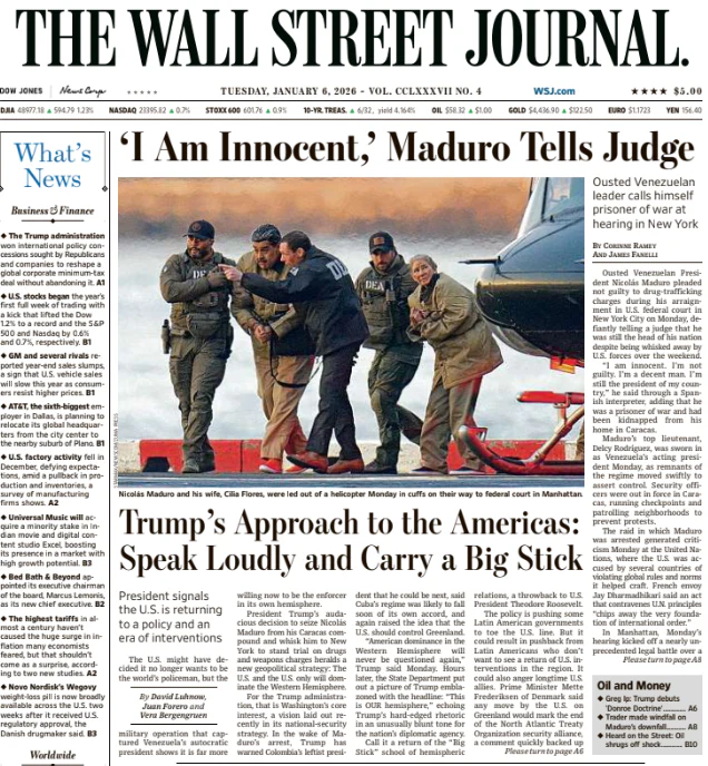 ‘I Am Innocent,’ Maduro Tells Judge | The Wall Street Journal -- Tue., January 06, 2026