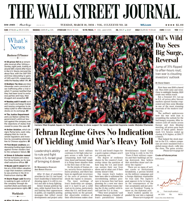 Oil’s Wild Day Sees Big Surge, Reversal | The Wall Street Journal -- Tue., March 10, 2026