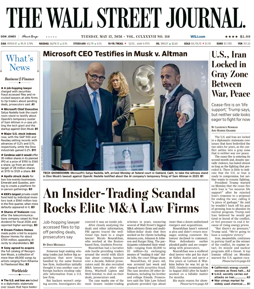 U.S., Iran Locked in Gray Zone Between War, Peace | The Wall Street Journal -- Tue., May 12, 2026