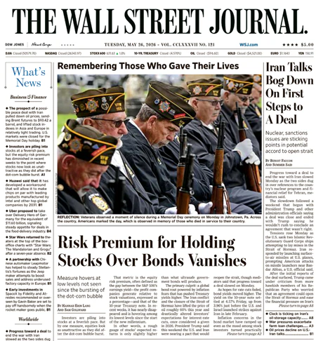 Iran Talks Bog Down On First Stepsto A Deal | The Wall Street Journal -- Tue., May 26, 2026