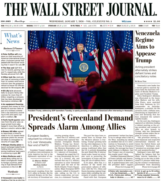 Venezuela Regime Aims to Appease Trump | The Wall Street Journal -- Wed., January 07, 2026