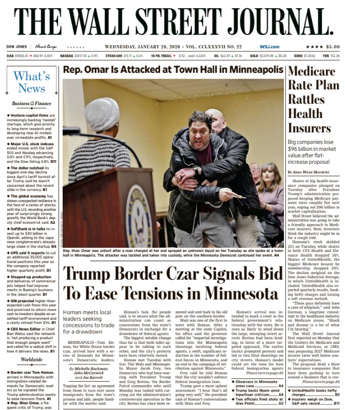 Medicare Rate Plan Rattles Health Insurers | The Wall Street Journal -- Wed., January 28, 2026